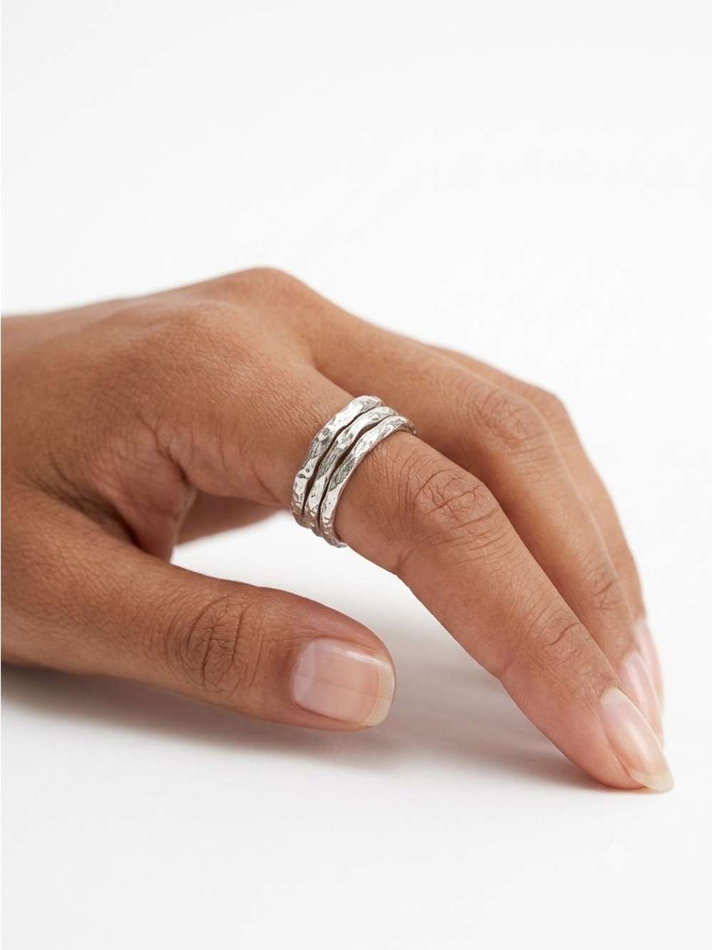 Wouters & Hendrix Sterling Silver Branch 3 Ring Stack Set - US 7